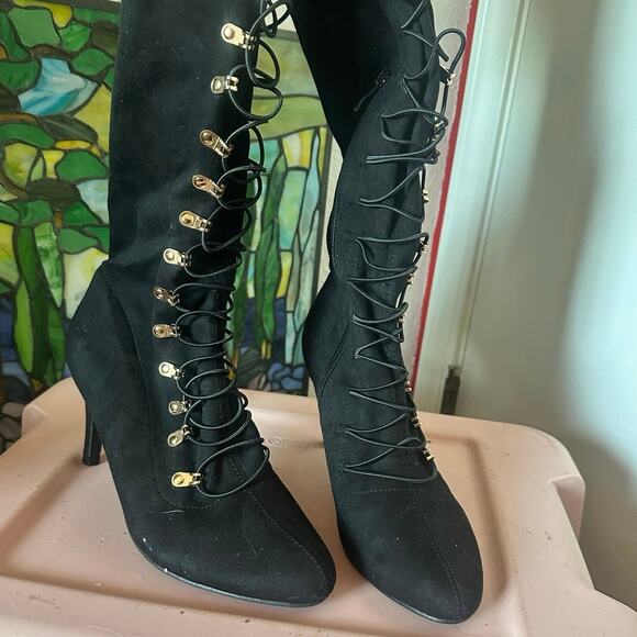 charming Charlie black lace up thigh high boots - Picture 2 of 5